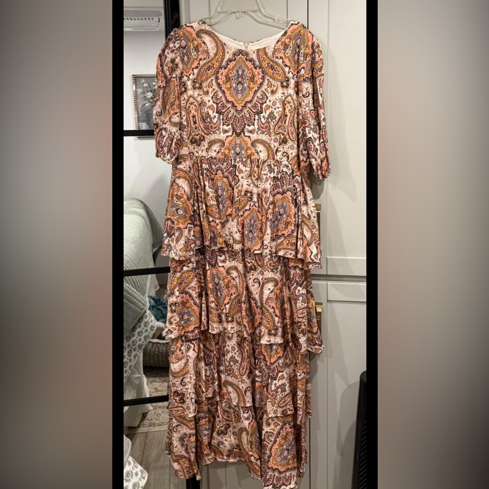 Multicolored Tiered Ruffled Sundress with Flutter Sleeves